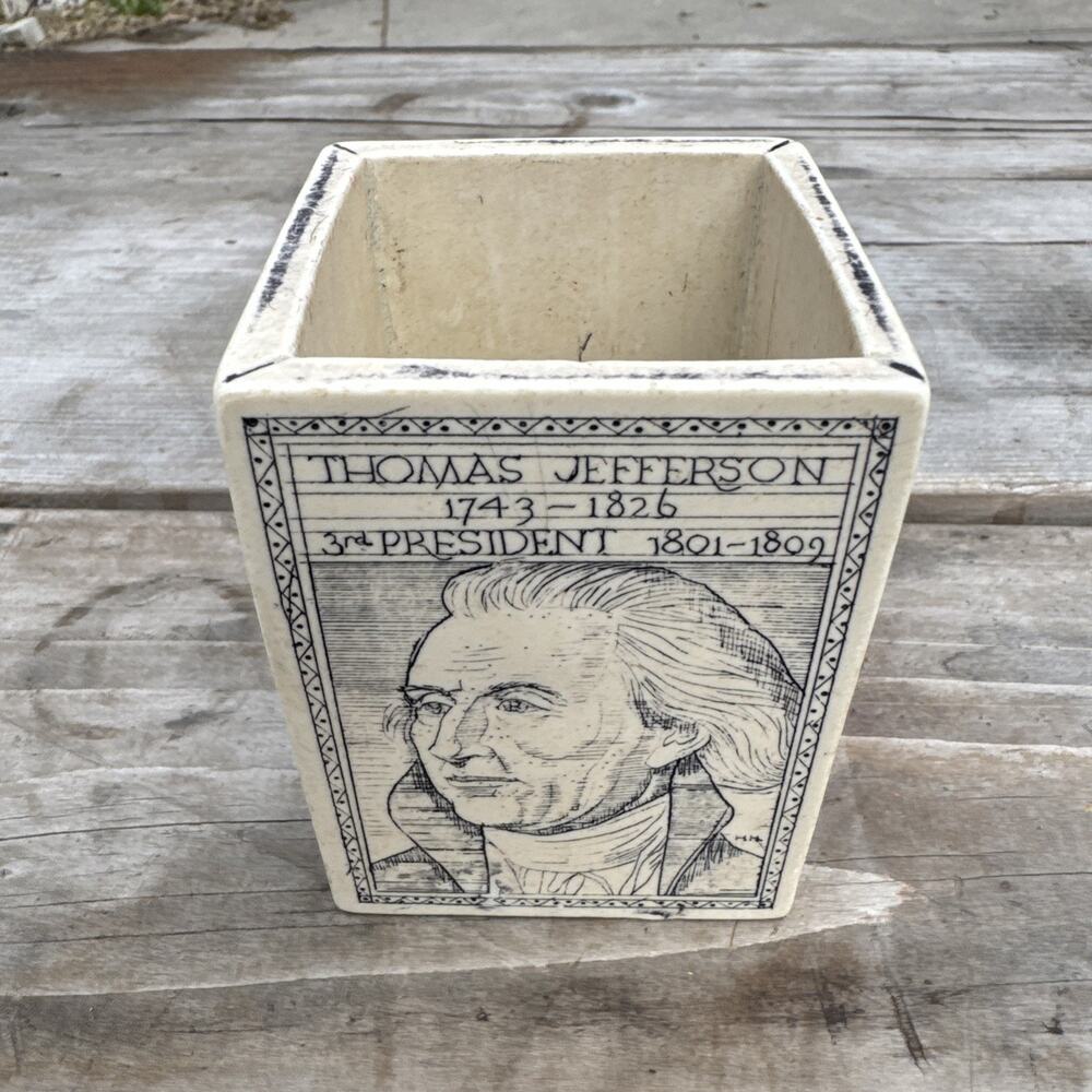 US Presidents Square Resin Pencil Holder Roosevelt Lincoln Jefferson Washington